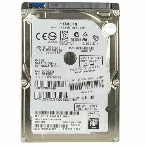 Hitachi Travelstar 5K1000 640GB / 2.5" / 8MB / 5400rpm / HTS541064A9E680 /