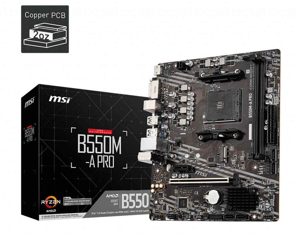 MSI B550M-A PRO mATX Socket AM4 Dual 2xDDR4-4600