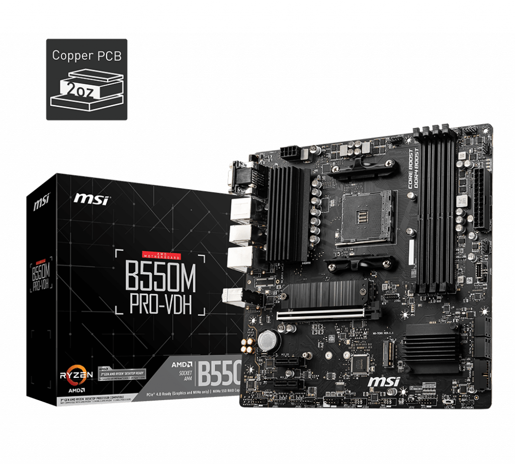 MSI B550M PRO-VDH mATX Socket AM4 Dual 4xDDR4-4400