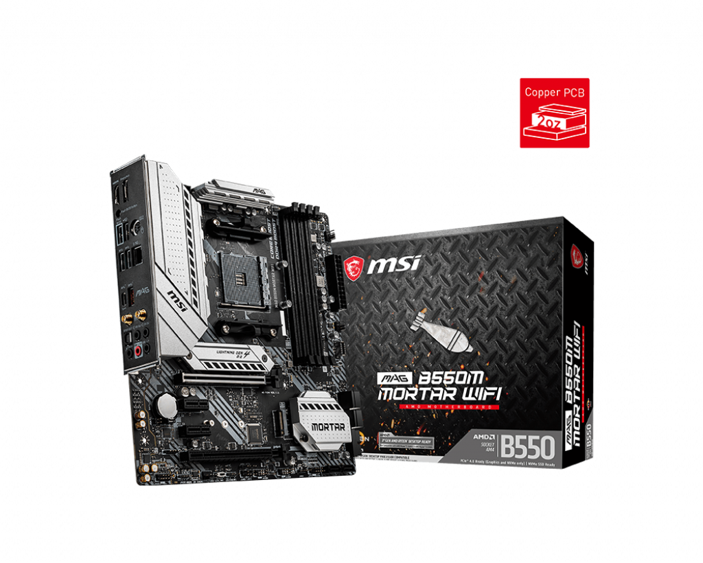 MSI MAG B550M MORTAR Wi-Fi mATX Socket AM4 Dual 4xDDR4-4400