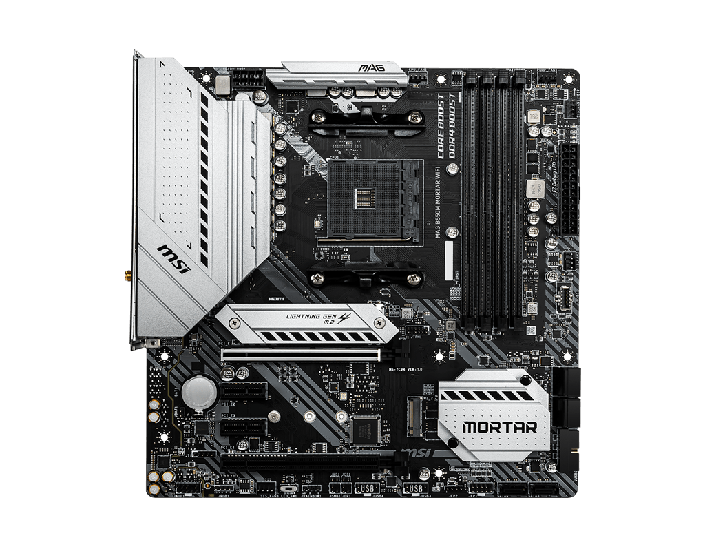 MSI MAG B550M MORTAR Wi-Fi mATX Socket AM4 Dual 4xDDR4-4400
