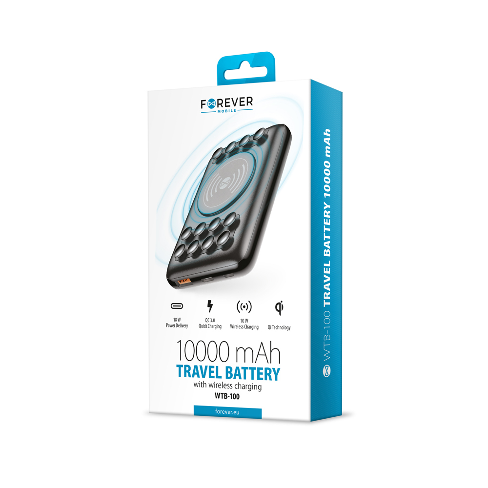 Forever Wireless Power Bank 10000 mAh with suction pad