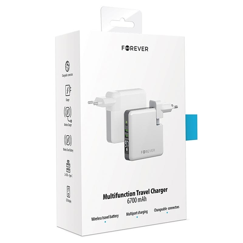 Forever Wall Charger with Wireless Power Bank 6700 mAh