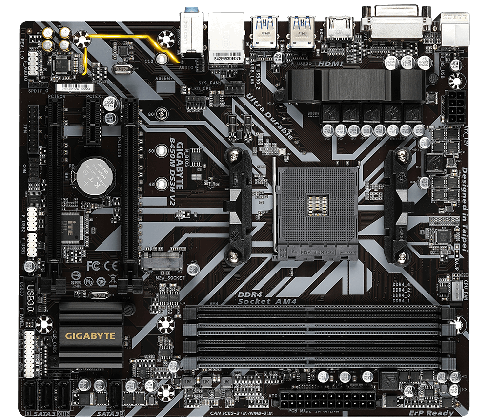 GIGABYTE B450M DS3H V2 / mATX AM4 Socket /
