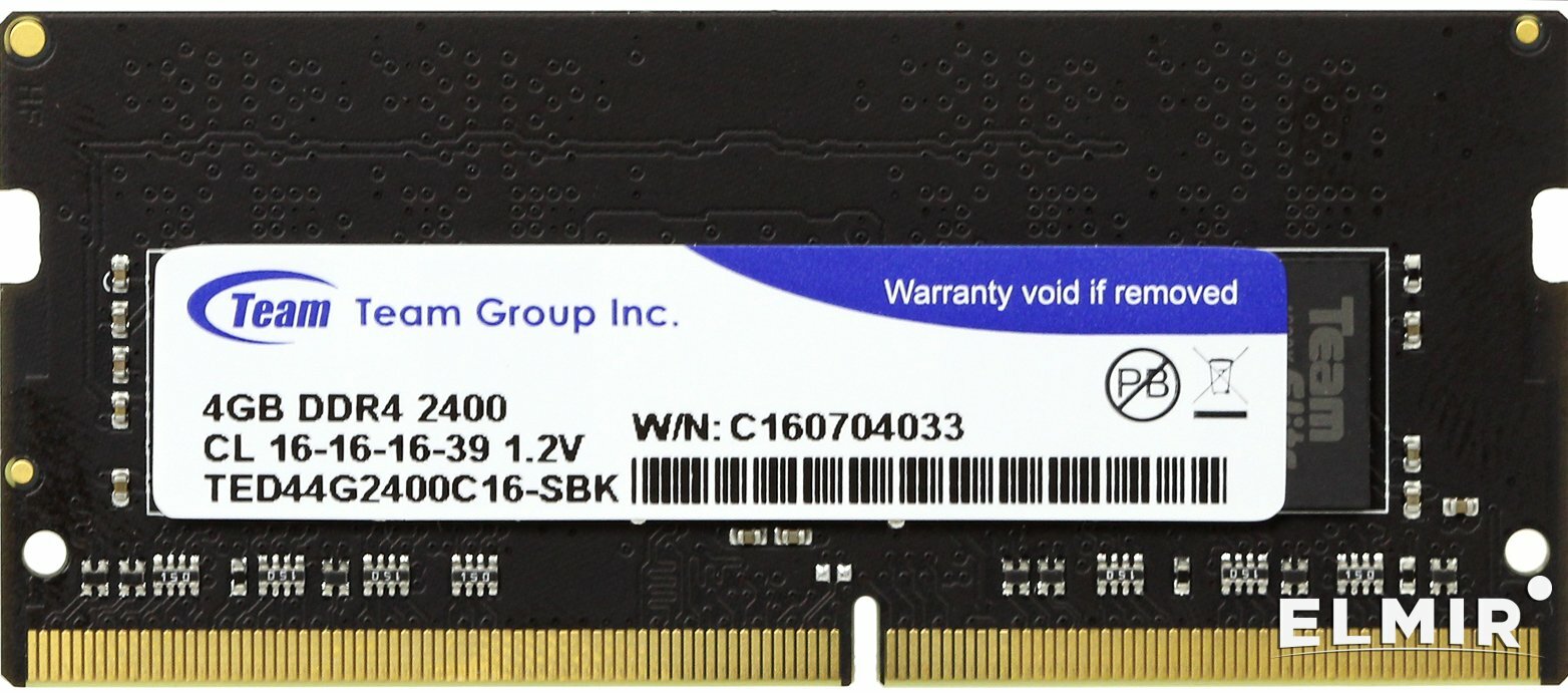 RAM SODIMM Team Group Elite / 4GB / DDR4 / 2400MHz / CL16 / TED44G2400C16-S01