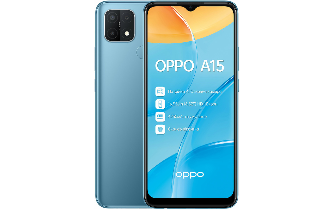 OPPO A15 / 6.52" IPS 720x1600 / Helio P35 / 2GB / 32GB / 4230mAh / Blue