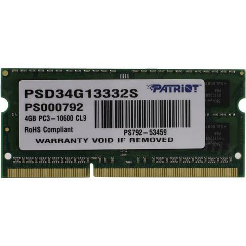 Patriot Signature Line / 4GB DDR3 1333 SODIMM / PSD34G13332S