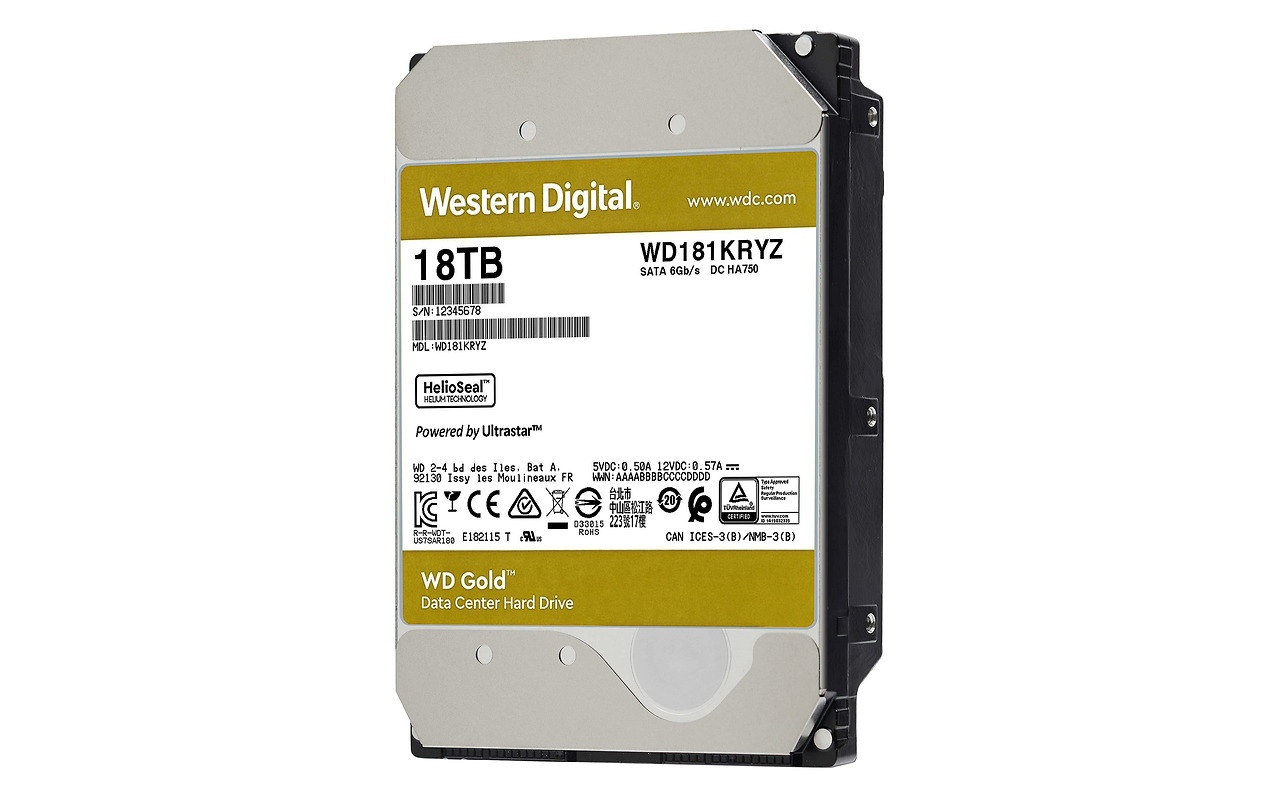 Western Digital Gold Enterprise Class WD181KRYZ / 3.5" HDD 18.0TB