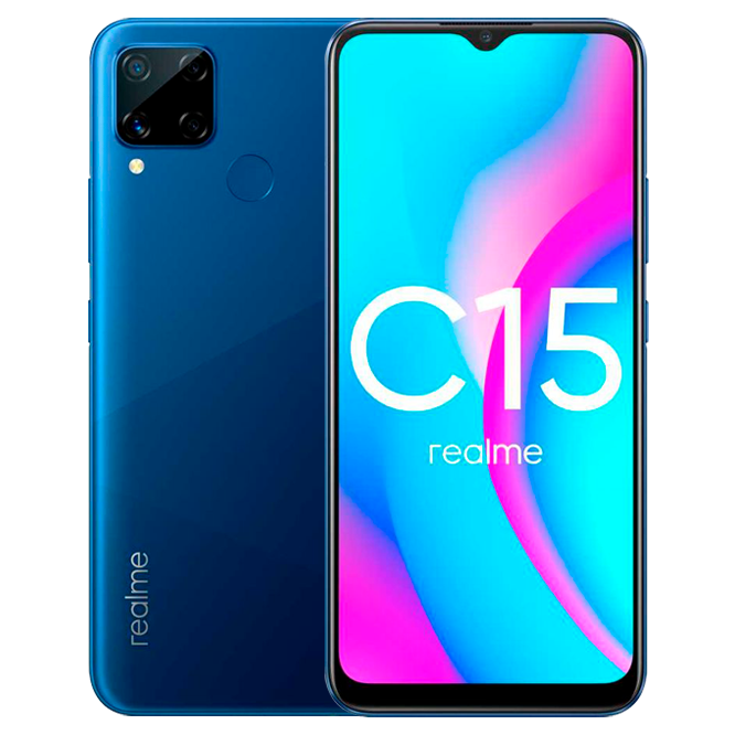 Realme C15 / 6.5&Prime; IPS 720&times;1560 / Helio G35 / 4Gb / 128Gb / 6000mAh / Blue