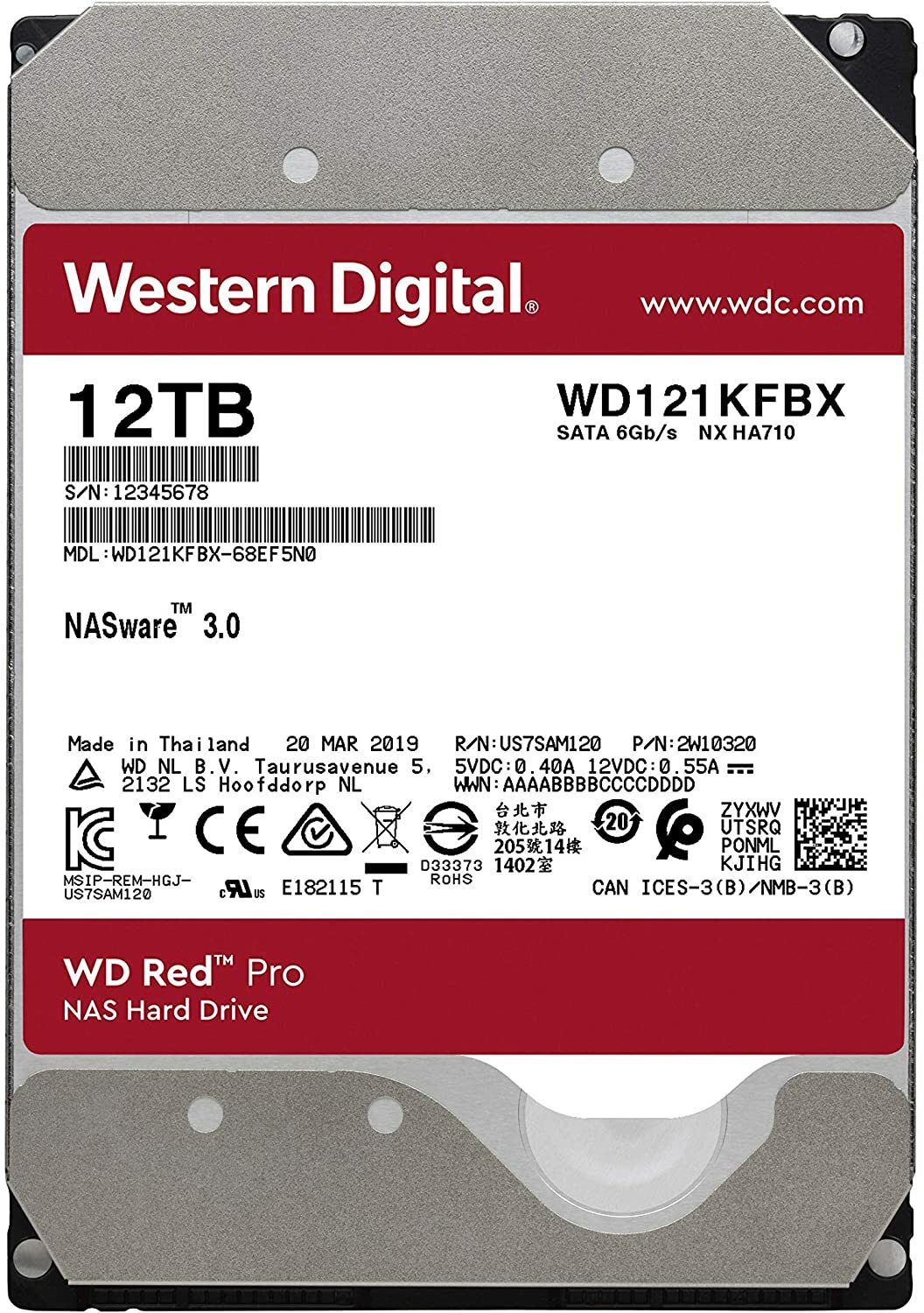 WesternDigital Caviar Red PRO WD121KFBX / 12.0TB HDD 3.5