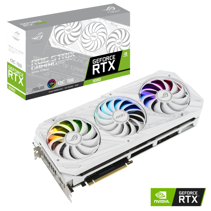 ASUS GeForce RTX 3080 10GB GDDR6X 320bit / ROG-STRIX-RTX3080-O10G-WHITE