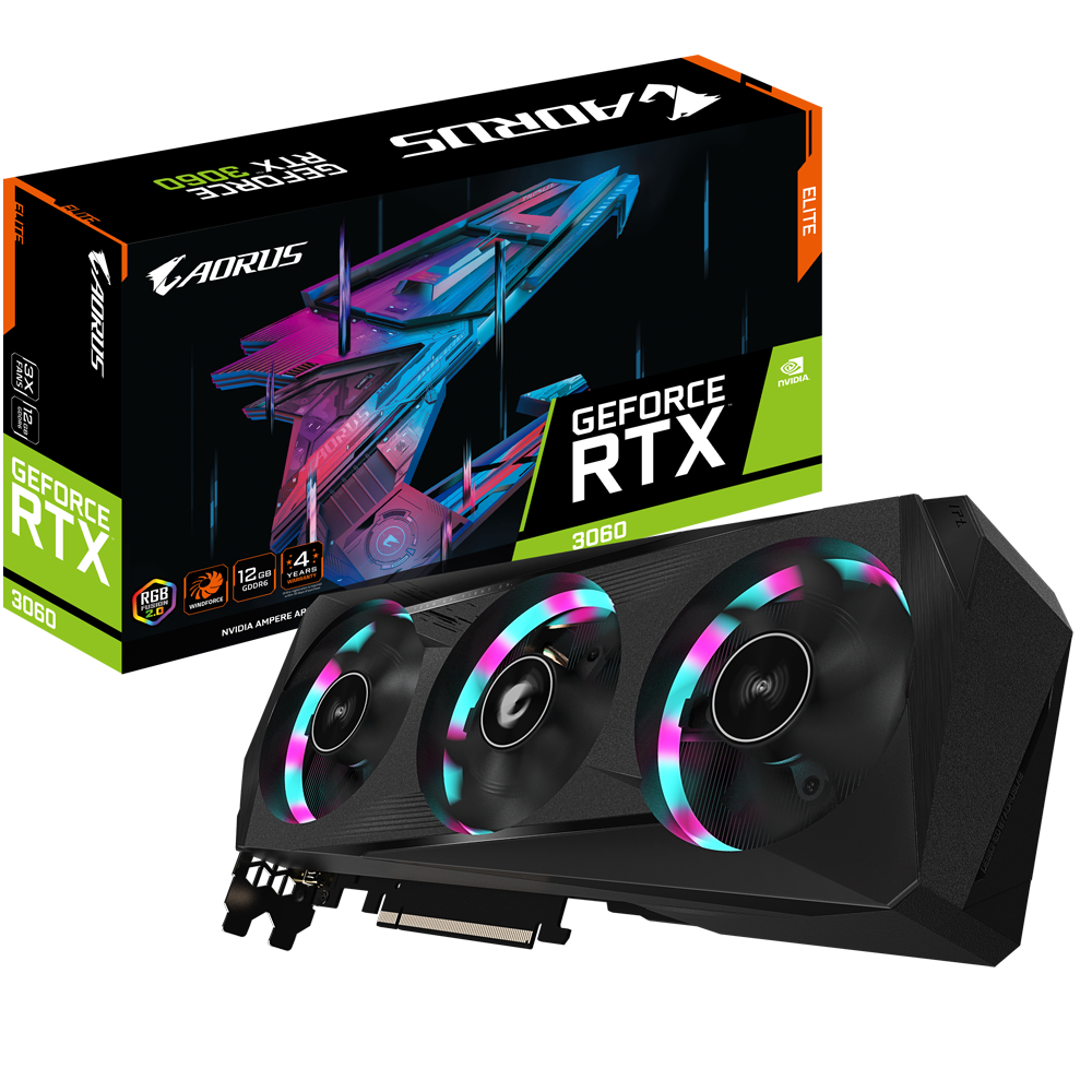 GIGABYTE Aorus Elite GeForce RTX 3060 12GB GDDR6 192bit / GV-N3060AORUS E-12GD
