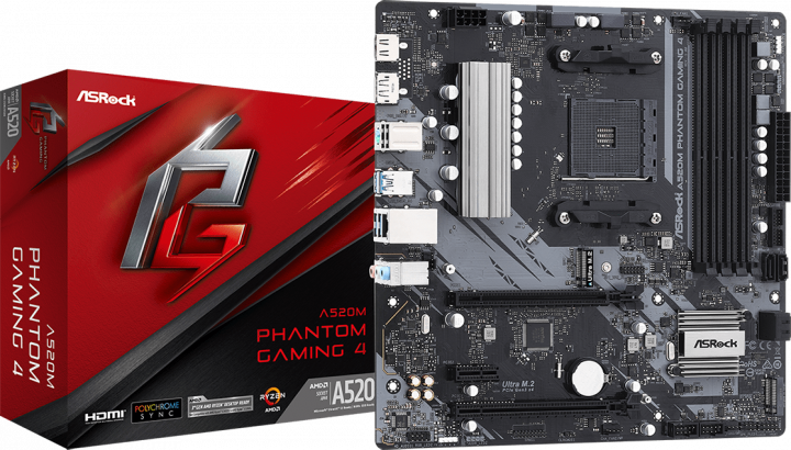 ASRock A520M PHANTOM GAMING 4 / mATX AM4 Socket