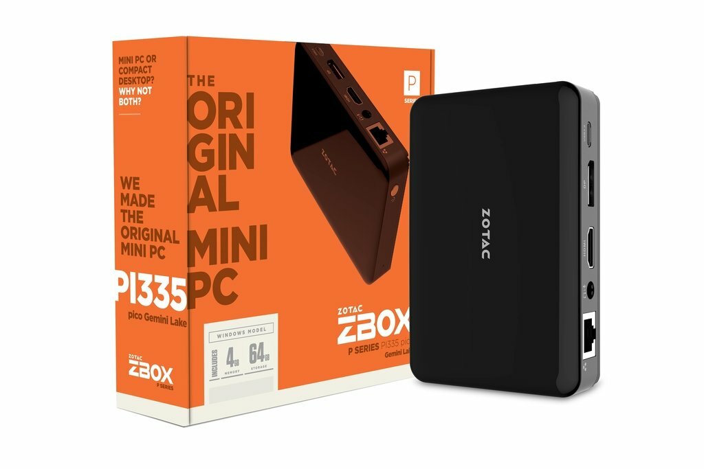 ZOTAC ZBOX-PI335-GK-W3C / Intel Celeron N4100 / 4GB LPDDR4 / 64GB eMMC / Windows 10 PRO /