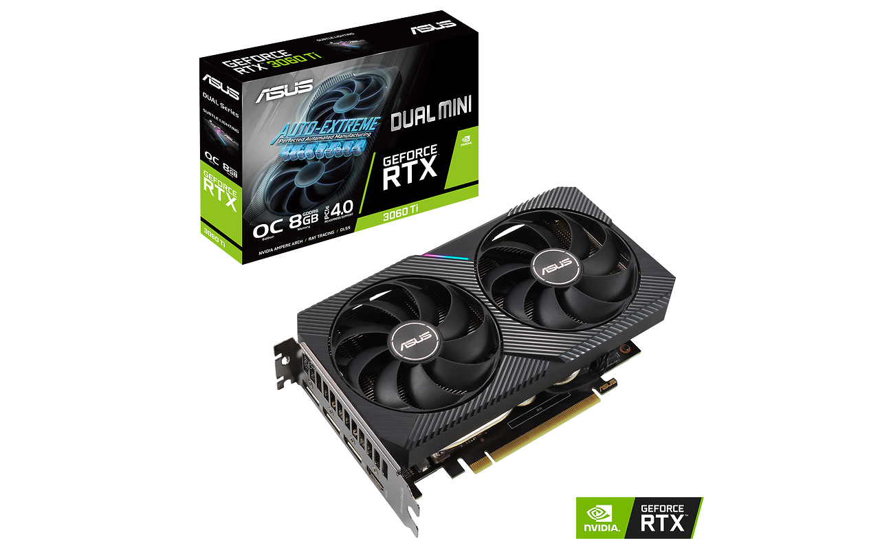 ASUS GeForce RTX 3060 Ti 8GB GDDR6 256bit Dual MINI OC V2 / DUAL-RTX3060TI-O8G-MINI-V2