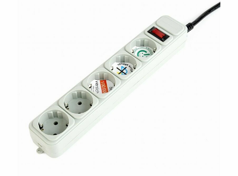 Gembird SPG3-B-6C / 5 Sockets 1.8m Grey