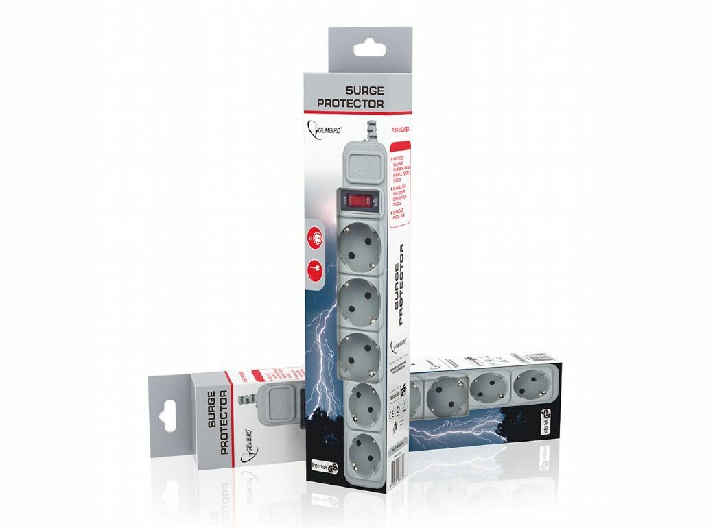 Gembird SPG3-B-6C / 5 Sockets 1.8m Grey