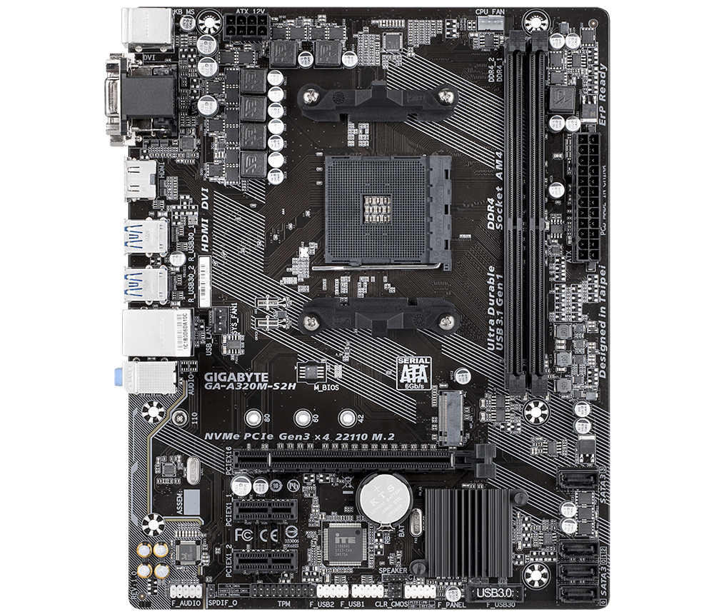 GIGABYTE A320M-S2H 3.1 / mATX AM4
