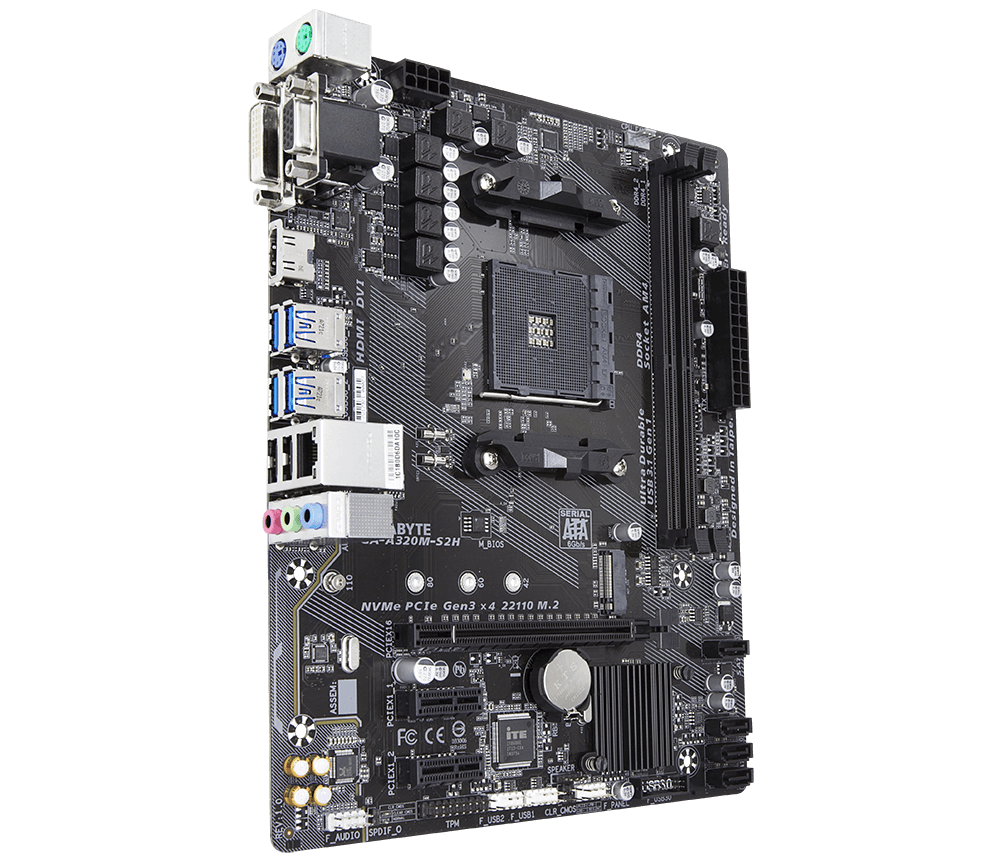 GIGABYTE A320M-S2H 3.1 / mATX AM4