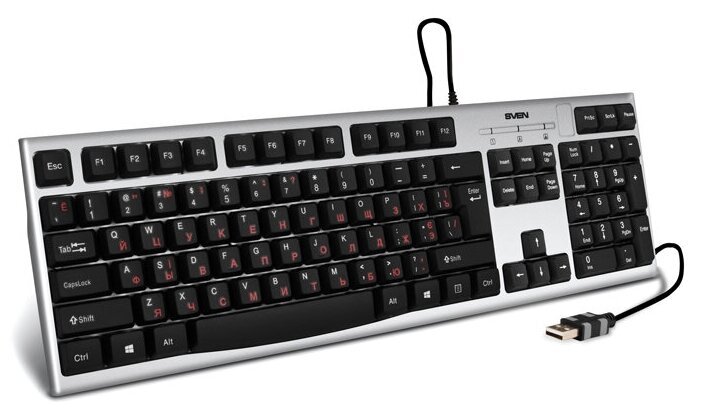 Keyboard Sven KB-S300 / Comfortable / USB / Silver