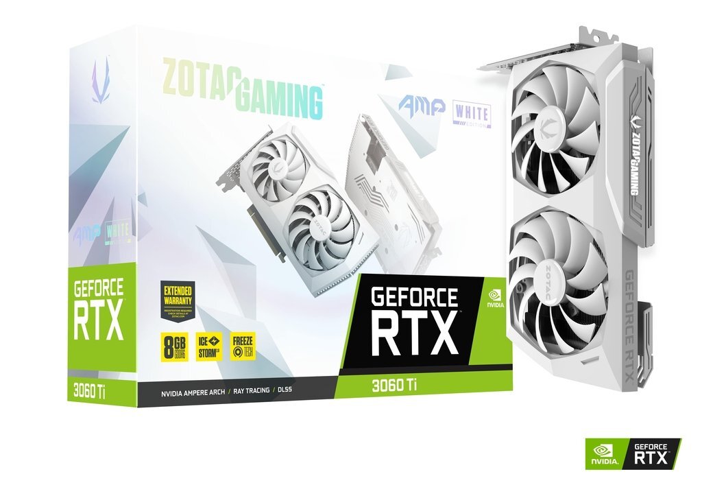 ZOTAC GeForce RTX 3060 Ti AMP LHR White Edition / 8GB GDDR6 256bit / ZT-A30610F-10PLHR