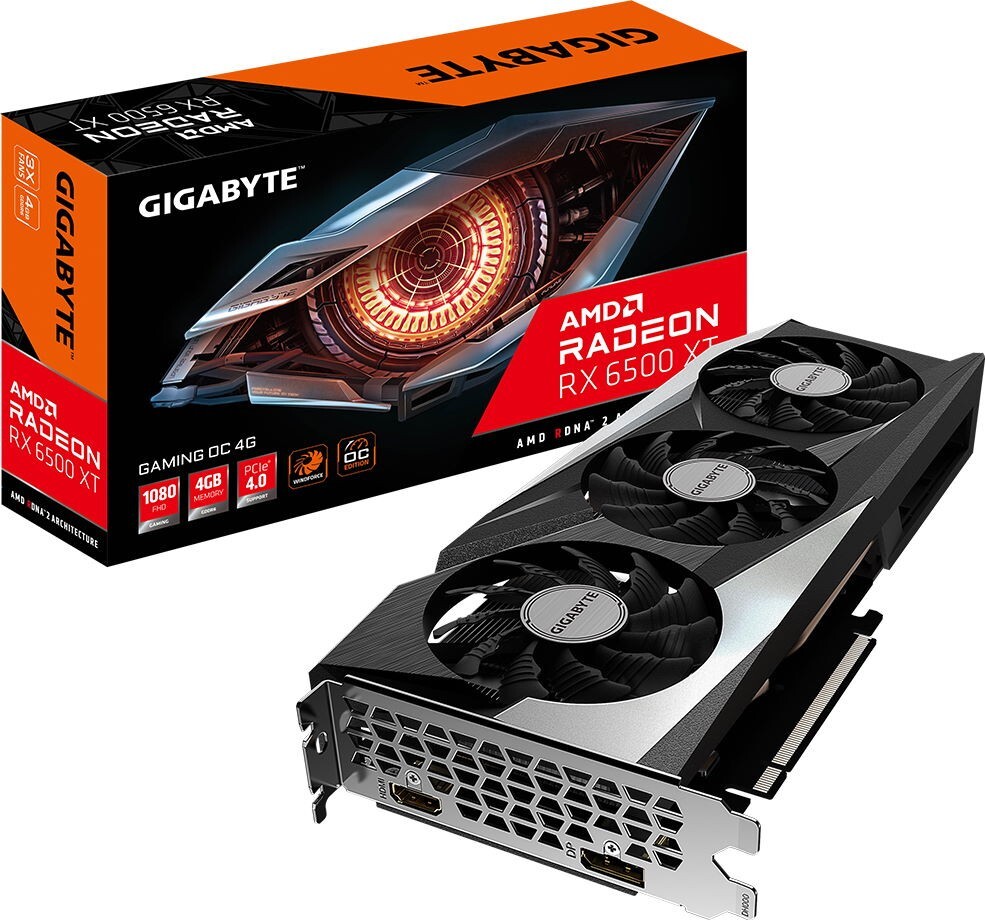 GIGABYTE Radeon RX 6500 XT 4GB GDDR6 64bit Gaming OC / GV-R65XTGAMING OC-4GD