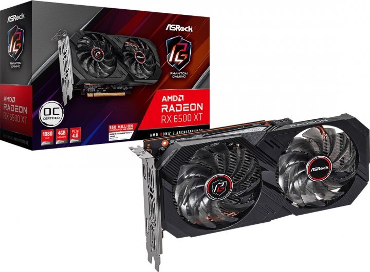 ASRock Radeon RX 6500 XT Phantom Gaming D 4G OC / 4GB GDDR6 64bit