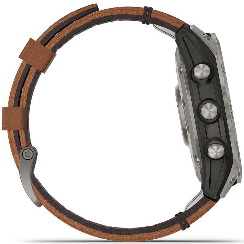 Garmin Fenix 7 Sapphire Solar Titanium with Chestnut Leather Band / 010-02540-31