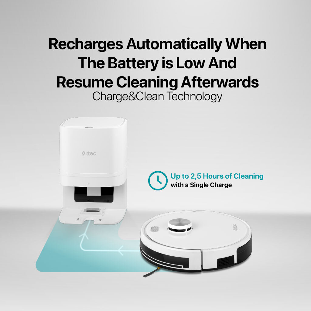 ttec Robot Vacuum Cleaner Robi and Mop with Automatic ProMaster+ / 2700Pa / 160Min /