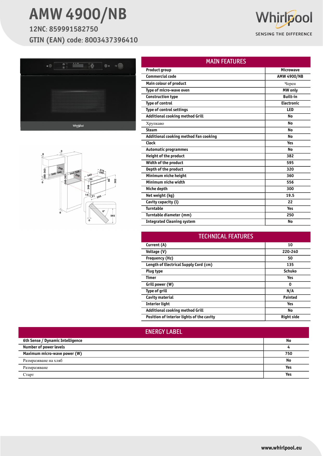 Whirlpool AMW 4900/NB