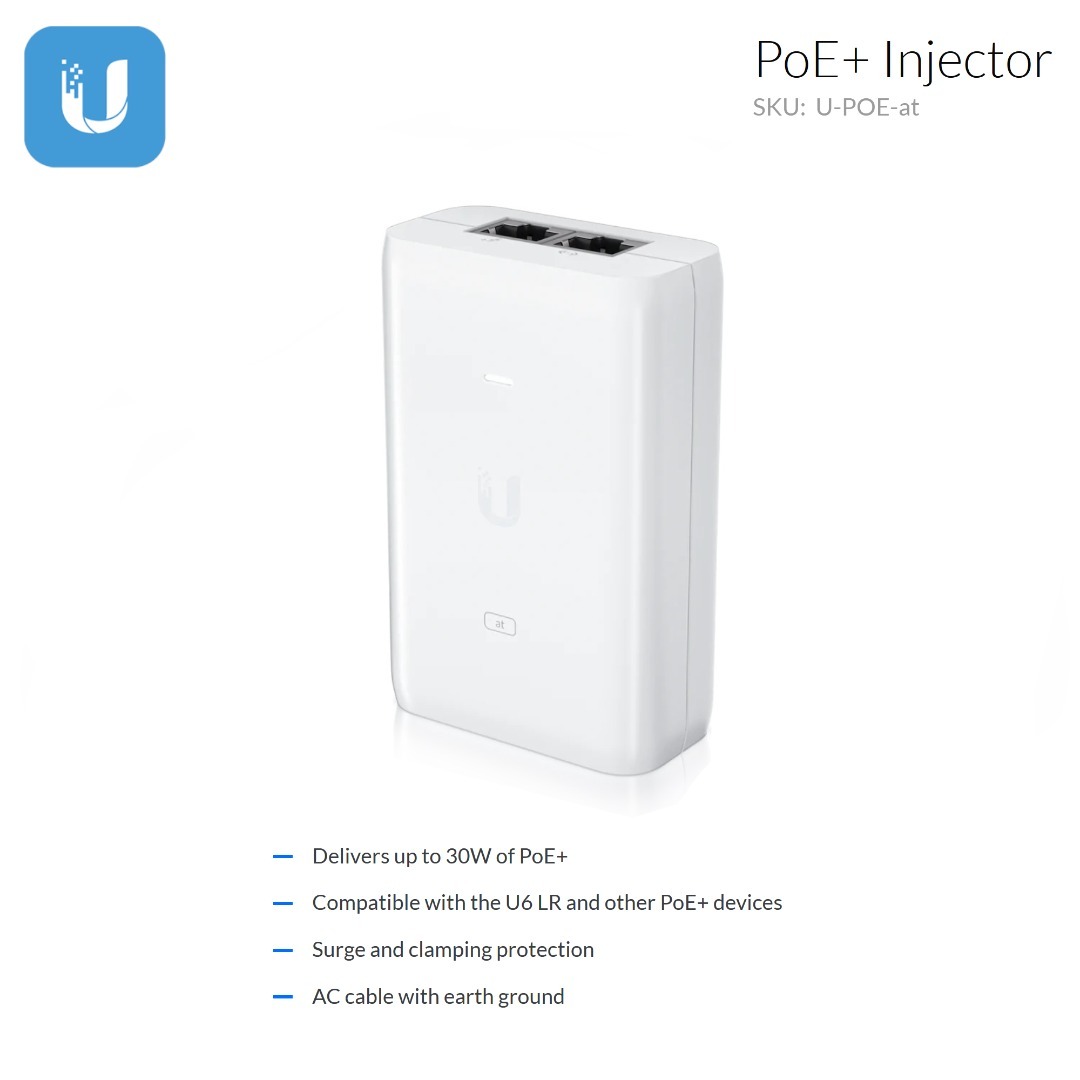 Ubiquiti U-POE-at / 802.3at POE Injector 30W