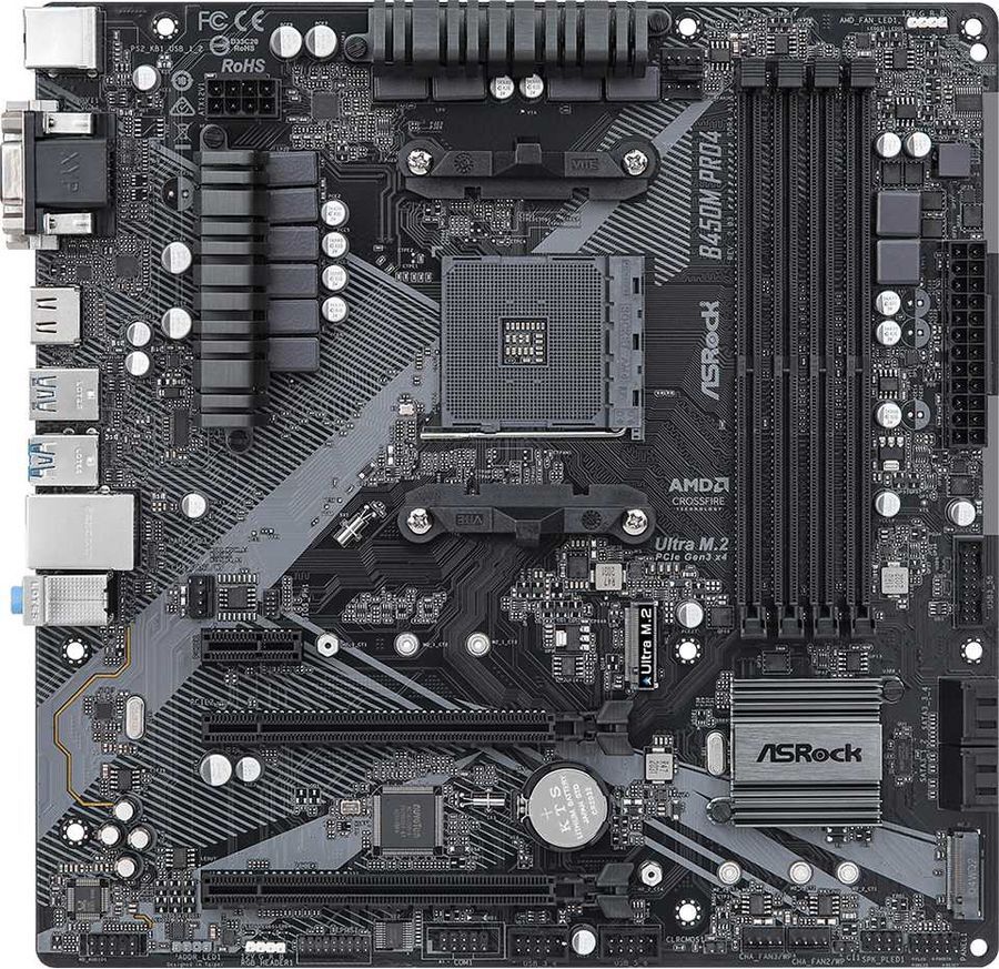ASRock B450M PRO4 R2.0 / mATX AM4 DDR4 3200