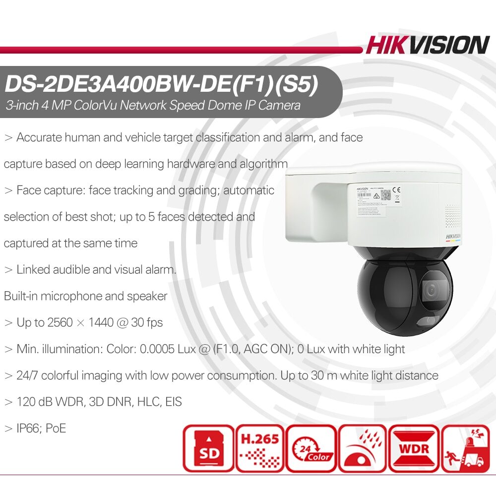 HIKVISION DS-2DE3A400BW-DE F1 T5 / 4mp ColorVu PTZ