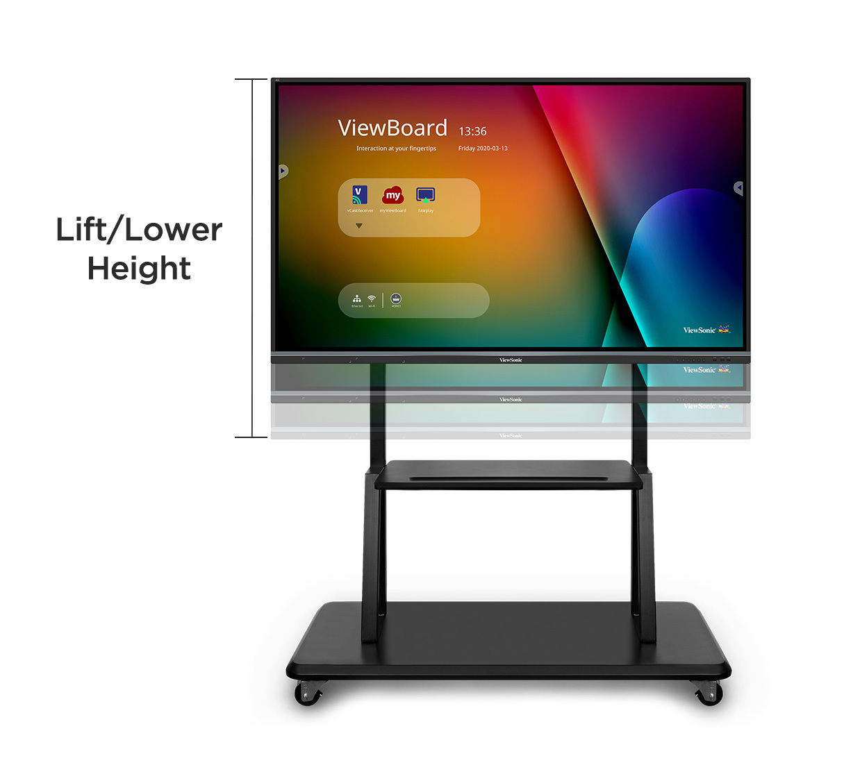 Viewsonic VB-STND-001-2C / Mobile Rolling Trolley Cart Stand