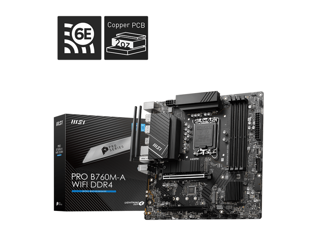 MSI PRO B760M-A WI-FI / mATX LGA1700 DDR4 5333