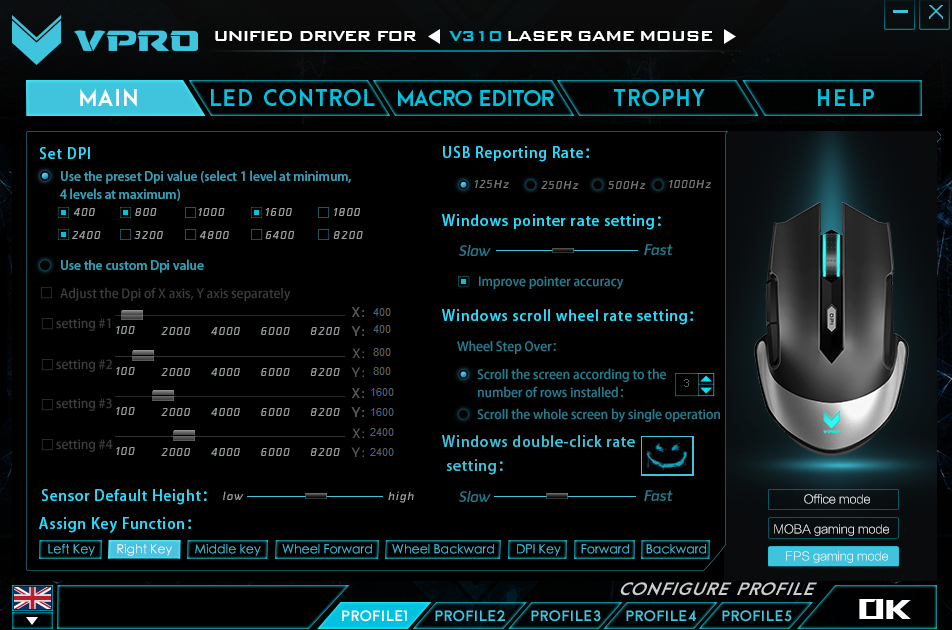 Rapoo V310 Laser 8200DPI