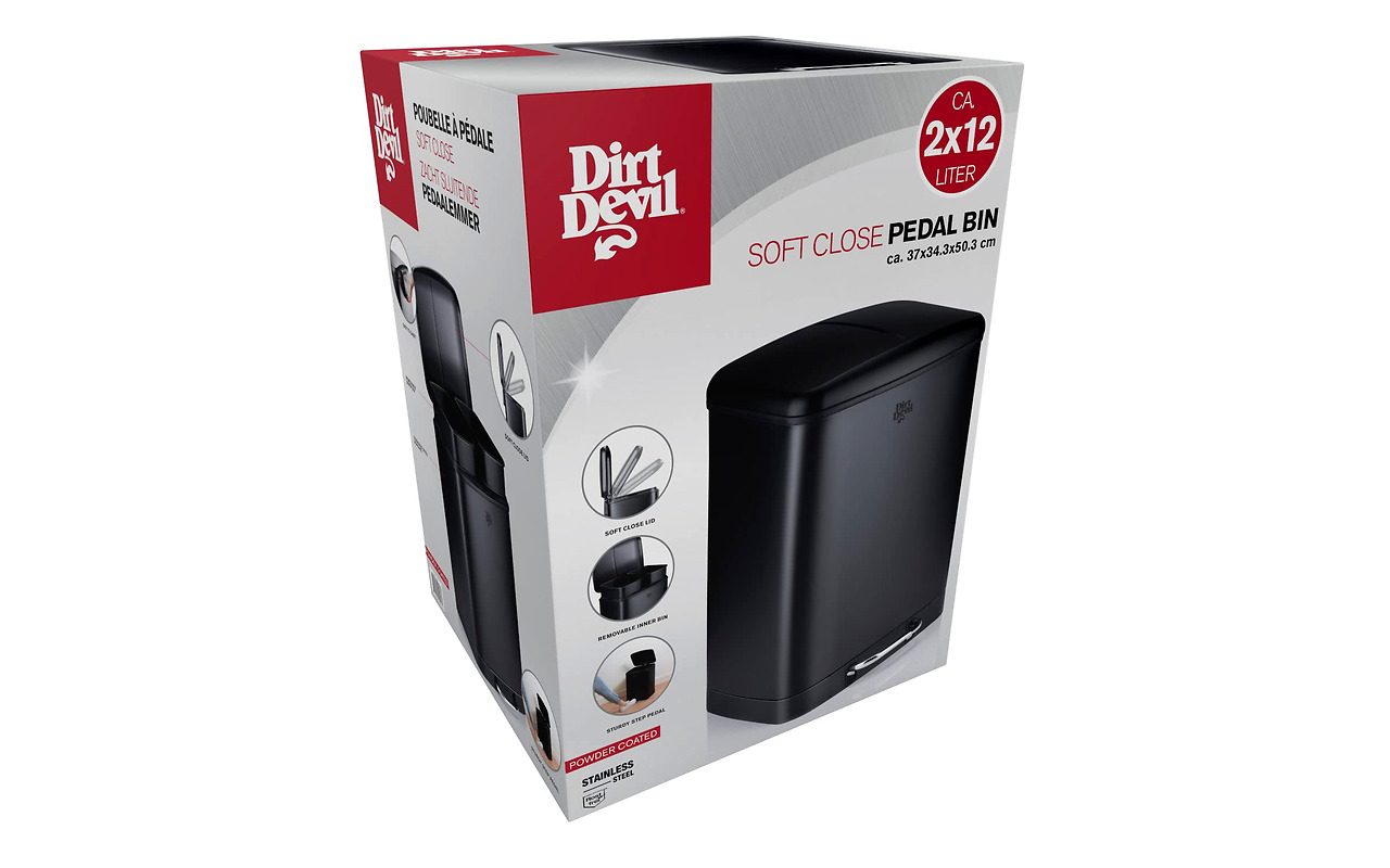 Dirt Devil Pedal Bin 12 L Soft Close Black
