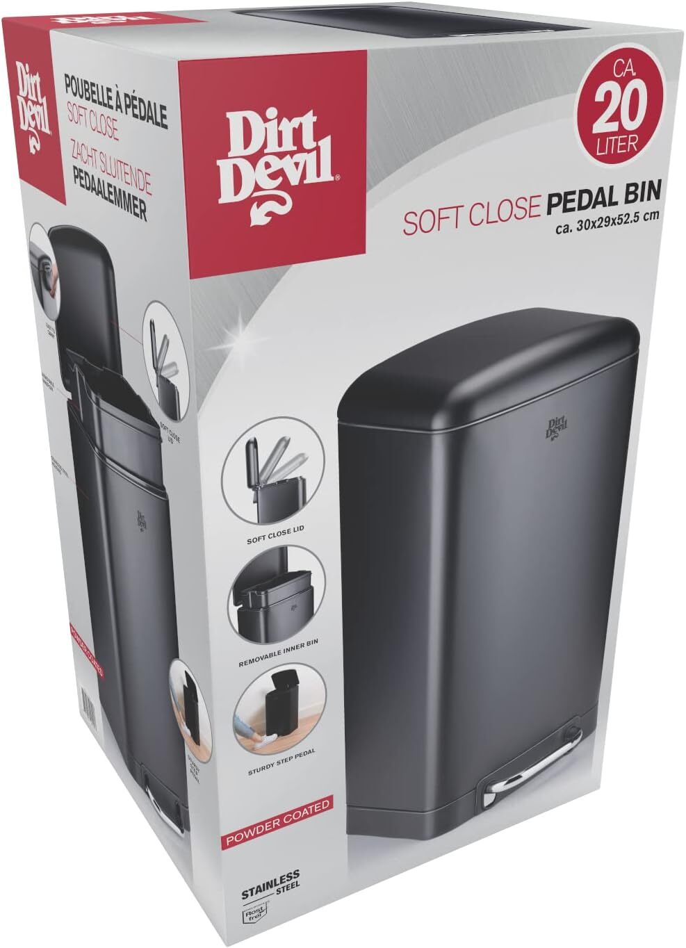 Dirt Devil Pedal Bin 20 L Soft Close Black