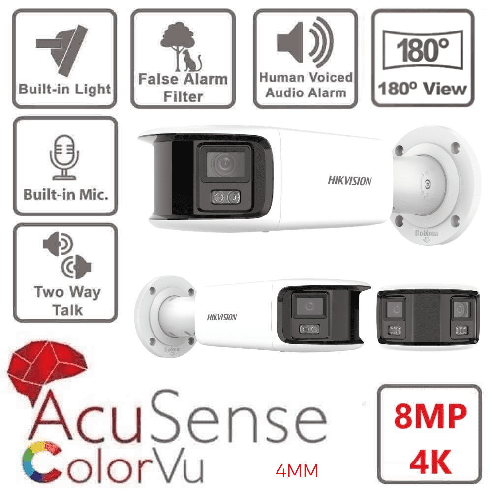 HIKVISION DS-2CD2T87G2P-LSU/SL / 8Mpx 4mm Panoramic + ColorVu + Acusense