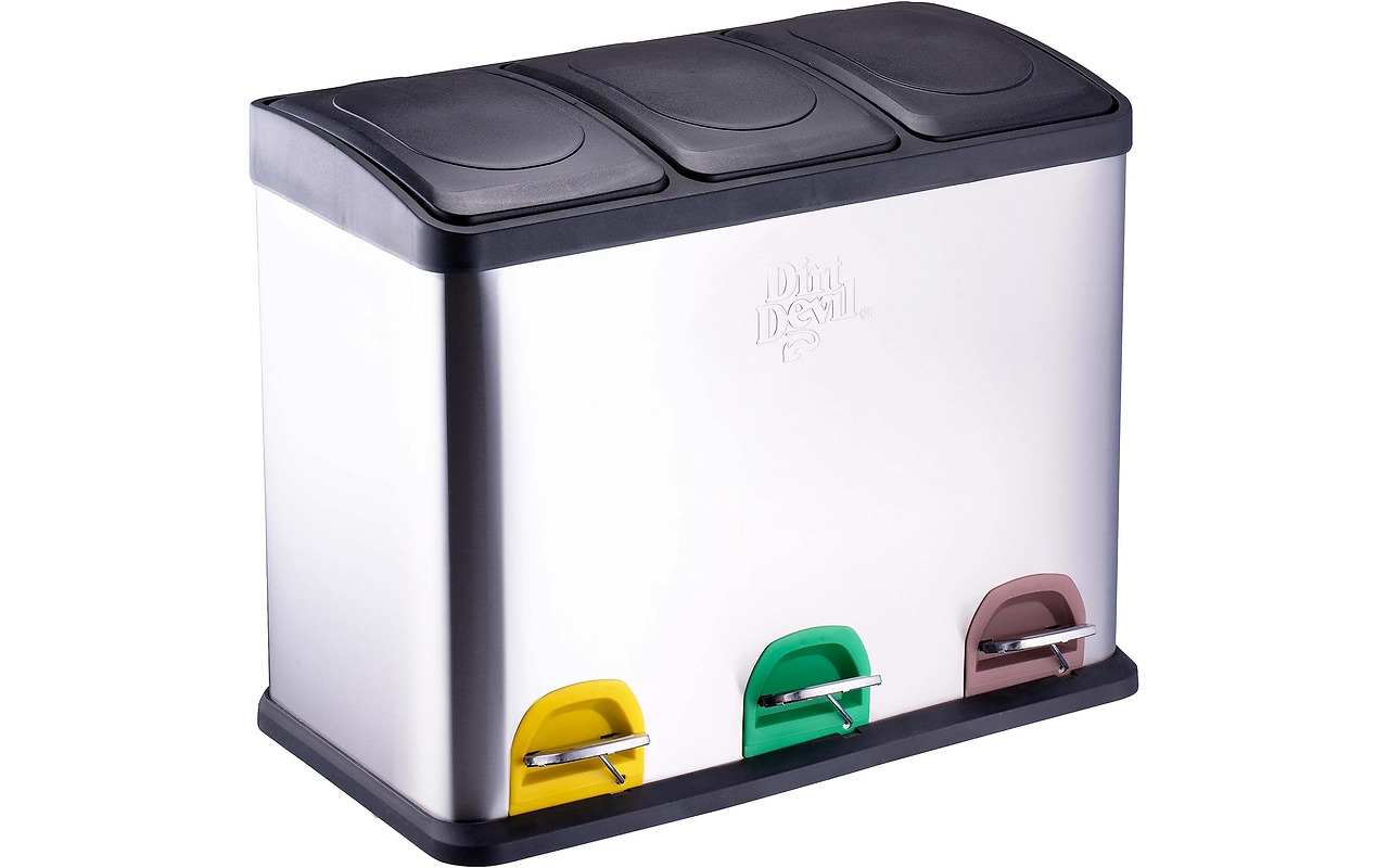 Dirt Devil Pedal Bin 3x15L Soft Close / DDPBIN3X15SLV