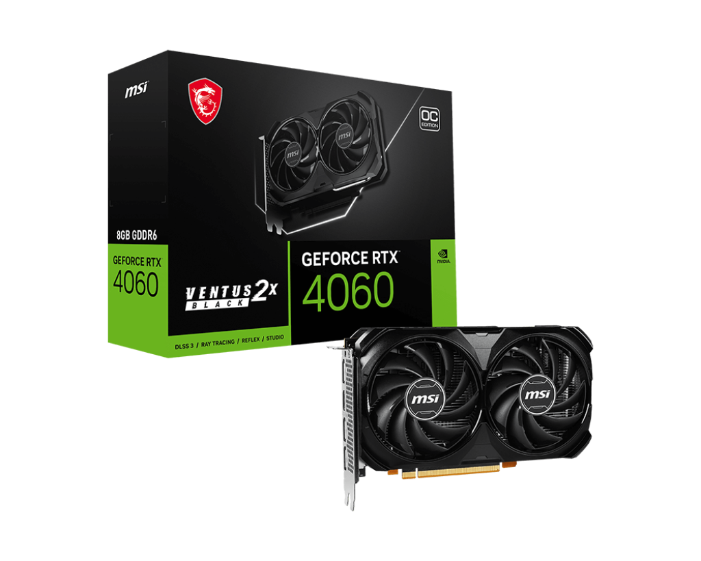 MSI GeForce RTX 4060 VENTUS 2X BLACK 8G OC / 8GB GDDR6 128Bit