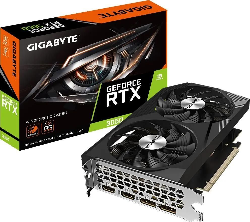 GIGABYTE GeForce RTX 3050 WindForce OC GDDR6 8GB 128bit / GV-N3050WF2OCV2-8GD