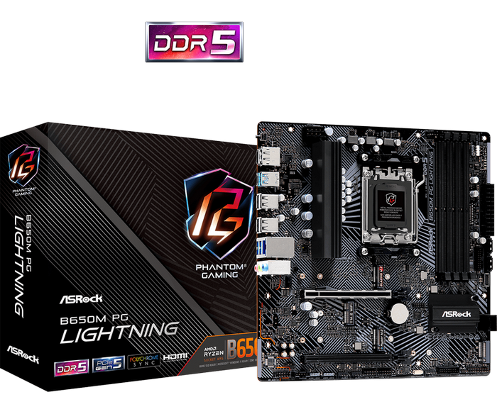 ASRock B650M PG LIGHTNING / mATX AM5 DDR5 7200+