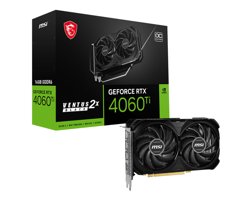 MSI GeForce RTX 4060 Ti VENTUS 2X BLACK 16G OC / 16GB GDDR6 128Bit