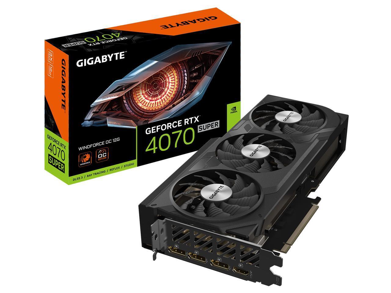GIGABYTE GeForce RTX 4070 Super 12GB GDDR6X WindForce OC 192Bit / GV-N407SWF3OC-12GD