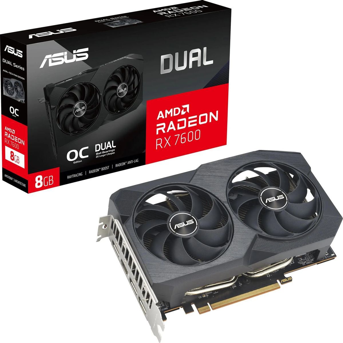 ASUS Radeon RX 7600 XT 8GB GDDR6 Dual OC 128Bit / DUAL-RX7600-O8G-V2