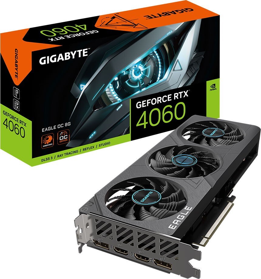 Gigabyte GeForce RTX 4060 EAGLE OC ICE 8G / 8GB GDDR6 128bit / GV-N4060EAGLEOC ICE-8GD