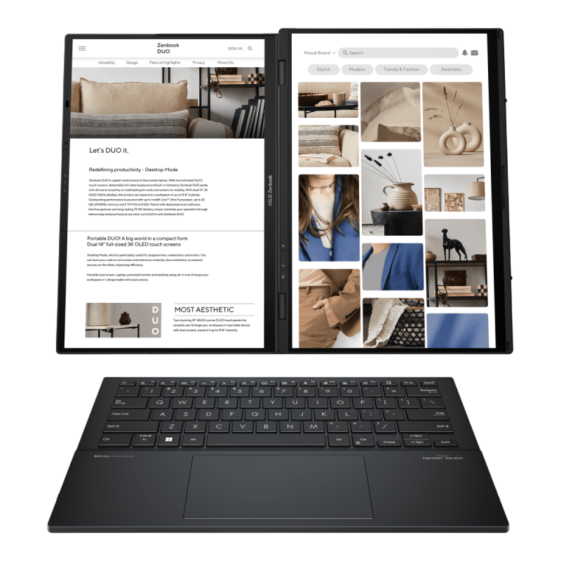 ASUS Zenbook DUO UX8406MA / 14 OLED WUXGA Touch / Core Ultra 9 185H / 32Gb  LPDDR5X / 1.0Tb SSD / Intel Arc / Windows 11 Home