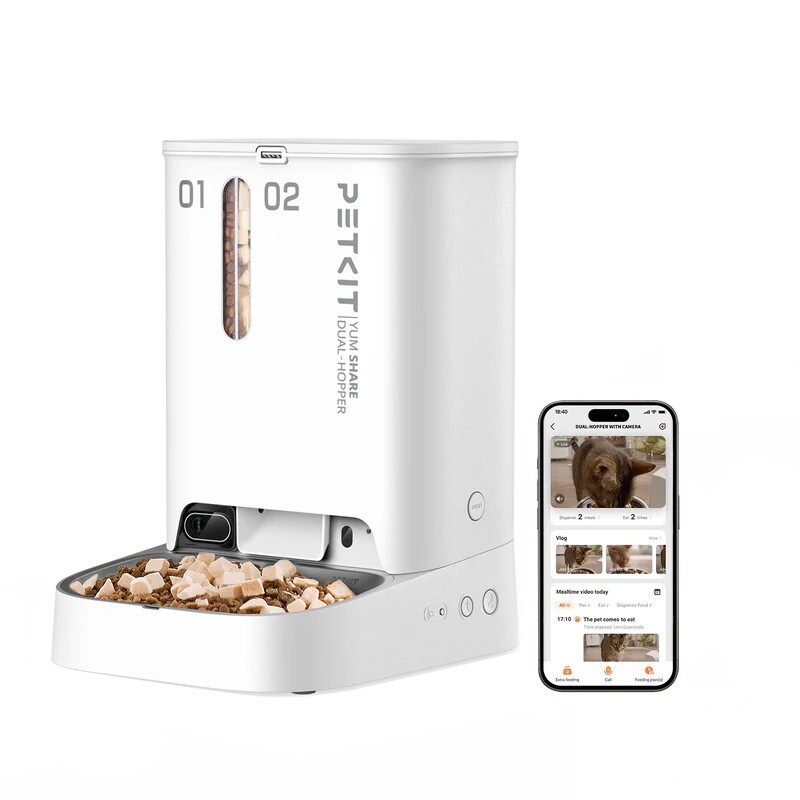 PETKIT YumShare Dual-hopper Smart Pet Feeder with camera