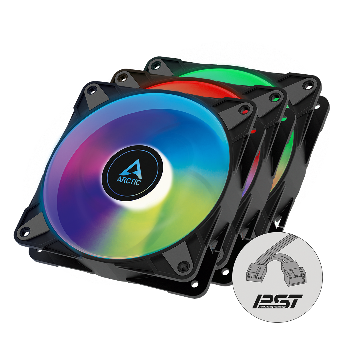 Arctic P12 PWM PST A-RGB / 3 PACK Black